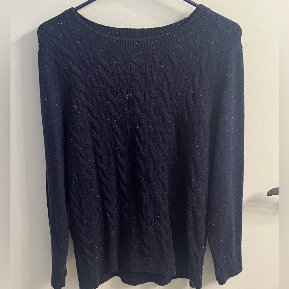 Talbots Navy Cable Knit confetti Sweater